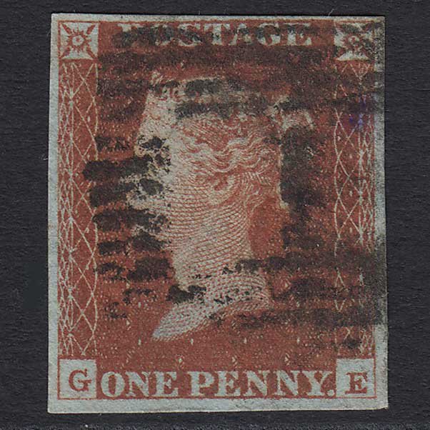 GB QV 1841 1d Red-brown (Plate 65) (SG8) 'GE' GU Aberdeen (1) 4 Margins