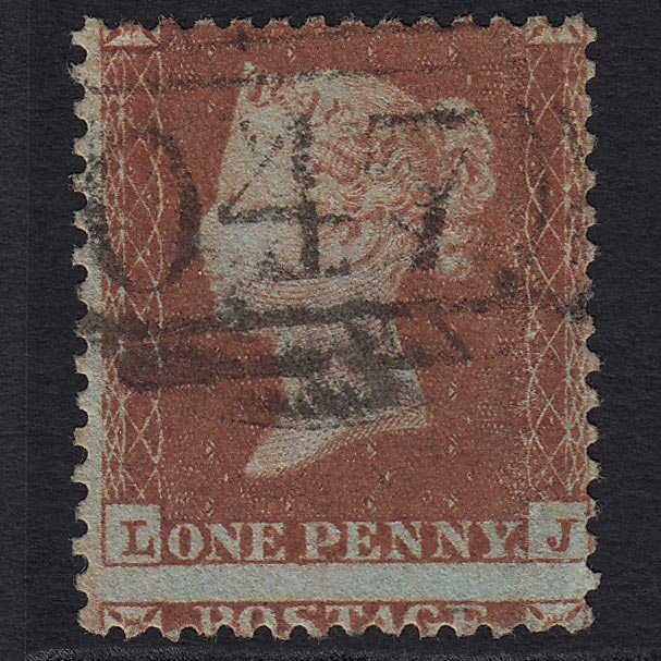 GB QV 1854 1d Red-brown (Plate 204) (SG22) 'LJ' FU Crewe Station (047) C2