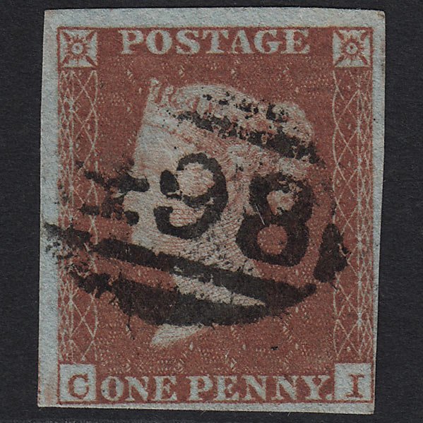 GB QV 1841 1d Red-brown (Plate 133) SG8-B2(1) CI FU Manchester 498 4M Imperf