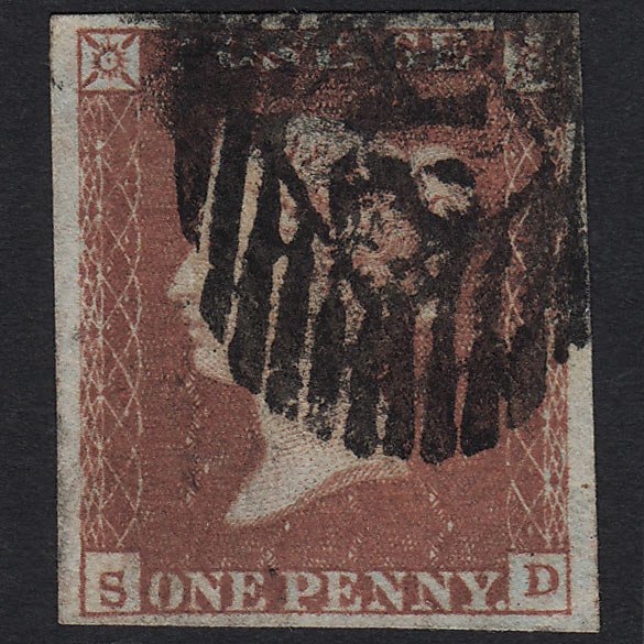GB QV 1841 1d Red-brown (Plate 99) SG8-B1(1) SD GU London IS Cancel 4M
