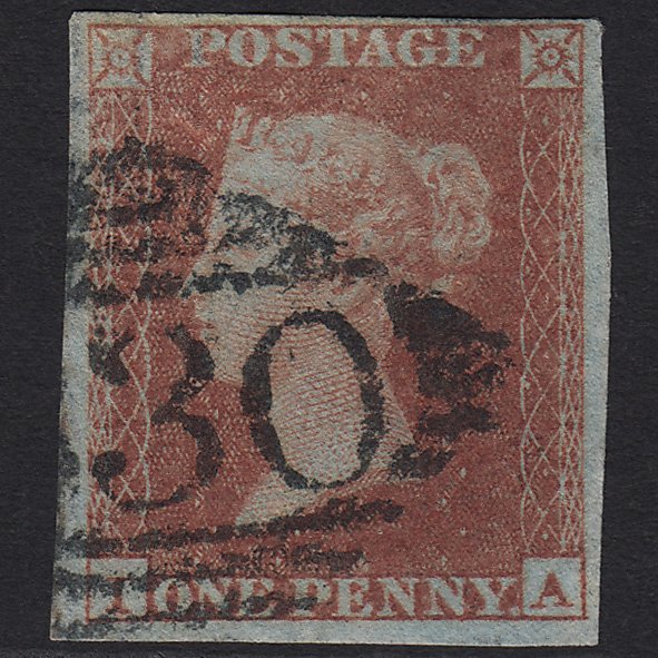 GB QV 1841 1d Red-brown (Plate 165) SG8-B2(1) IA FU in Ireland 4 Margins