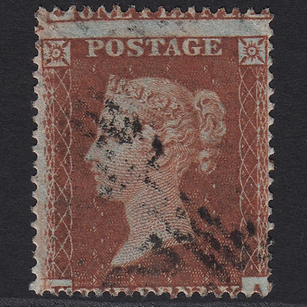 GB QV 1854 1d Red-brown (Plate 195) SG17-C1(1) KA FU Ornament Visible