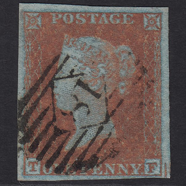 GB QV 1841 1d Very Blued (Plate 143) SG8a-B1(2) TF VFU London IS 18