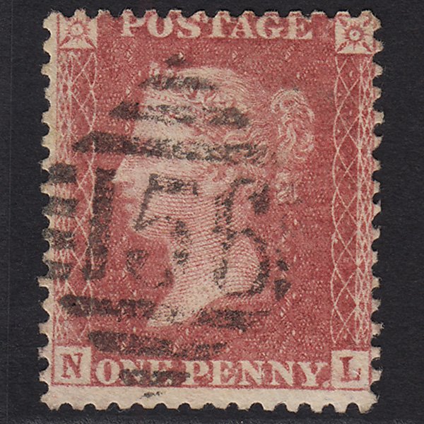 GB QV 1857 1d Rose-red (Plate 55) SG40-C10(1) NL FU Cork 156