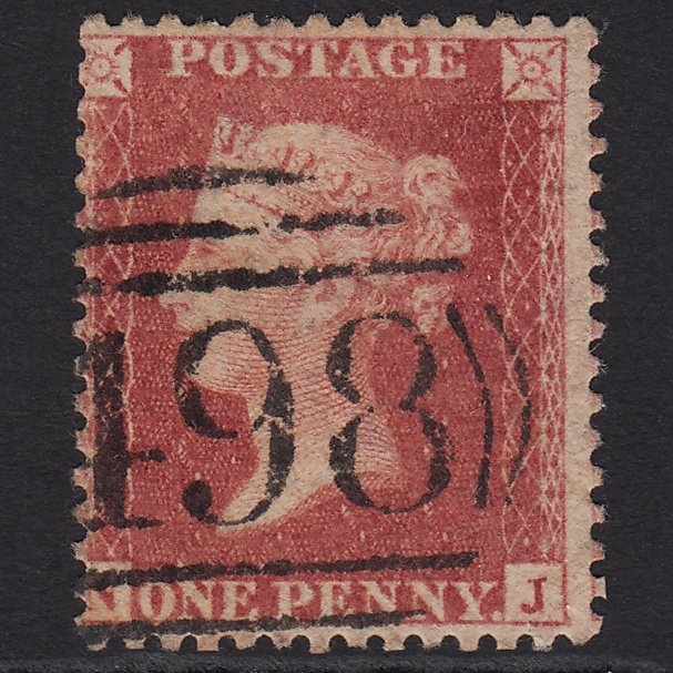 GB QV 1857 1d Rose-red (Plate 43) SG40-C10(1) NJ GU Manchester 498 Misperf