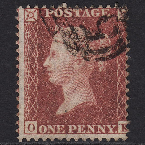GB QV 1857 1d Deep Rose-red (Plate 27) SG41-C10(4) OK FU Light Cancel Misperf