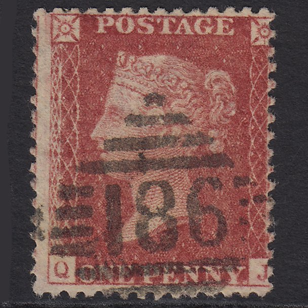 GB QV 1857 1d Rose-red (Plate 67) SG40-C10(1) QJ FU Dublin 186 Misperf