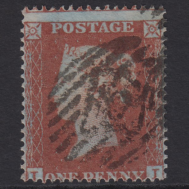 GB QV 1854 1d Red-brown (Plate 179) SG17-C1(1) II GU London IS Cancel Misperf