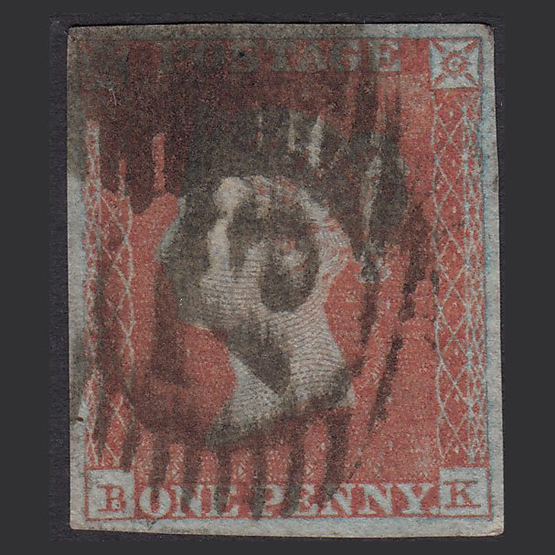 GB QV 1841 1d Red-brown (Plate 129) SG8-B2(1) BK GU 4M London D&S Cancel
