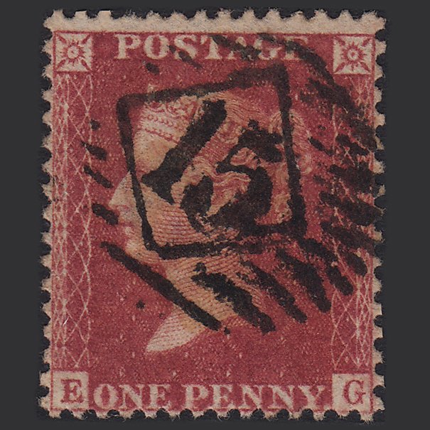 GB QV 1857 1d Deep Rose-red (Plate 42) SG41-C10(4) EG GU London IS 15