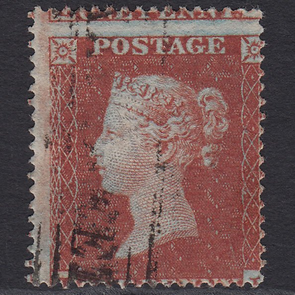 GB QV 1854 1d Red-brown SG17-C1(1) FU Scots Local Cancel Large Misperf