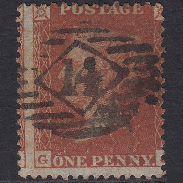 GB QV 1855 1d Red-brown (Plate 15) SG24-C3(1) GJ GU London IS 14 Large Misperf