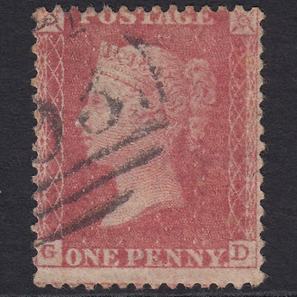 GB QV 1861 1d Pale Rose-red Plate R16 SGC13(4) GD FU