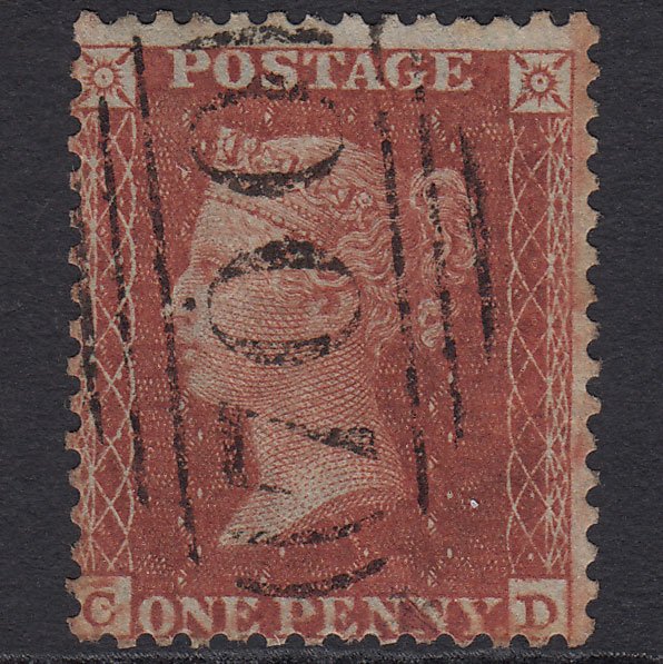 GB QV 1855 1d Red-brown (Plate 8) SG24-C3(1) CD FU Sheffield 700