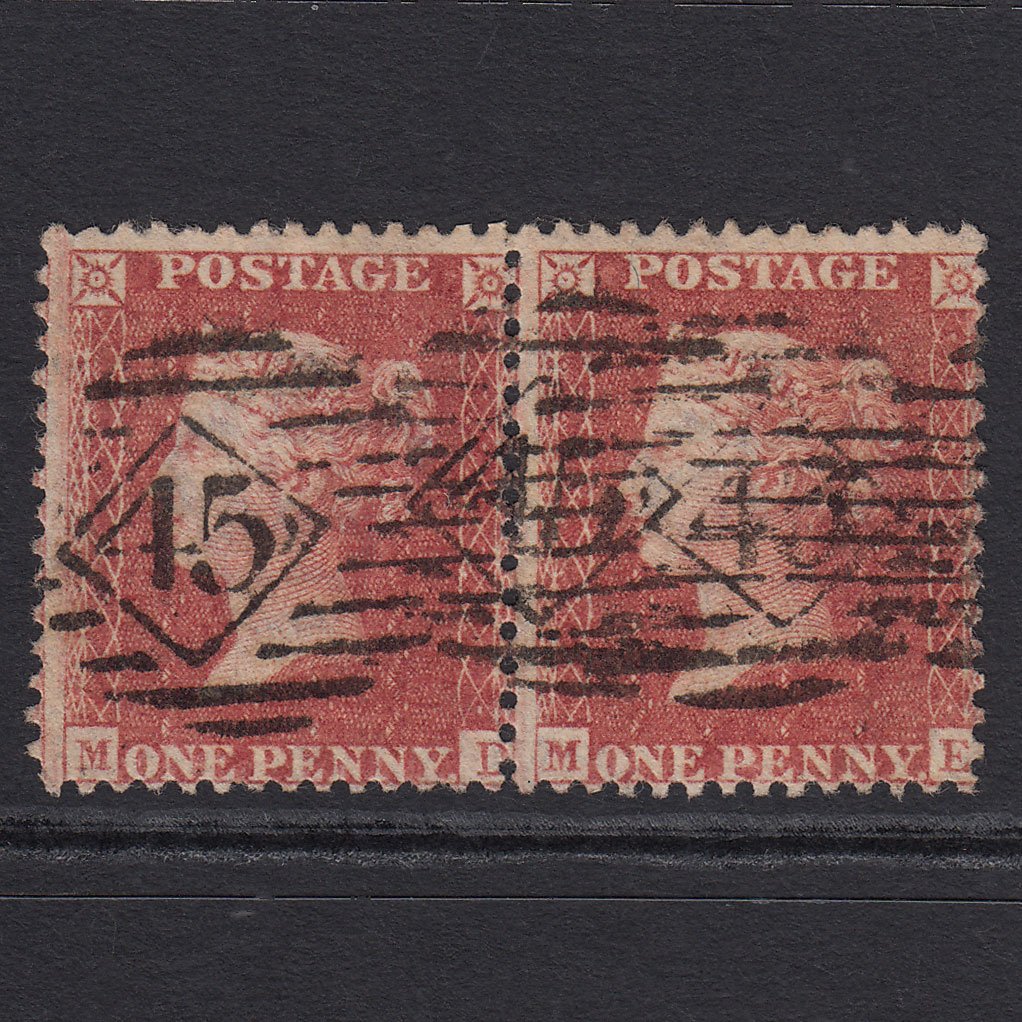 GB QV 1857 1d Rose-red (Plate 42) SG40-C10(1) MD-ME FU Pair London IS 45