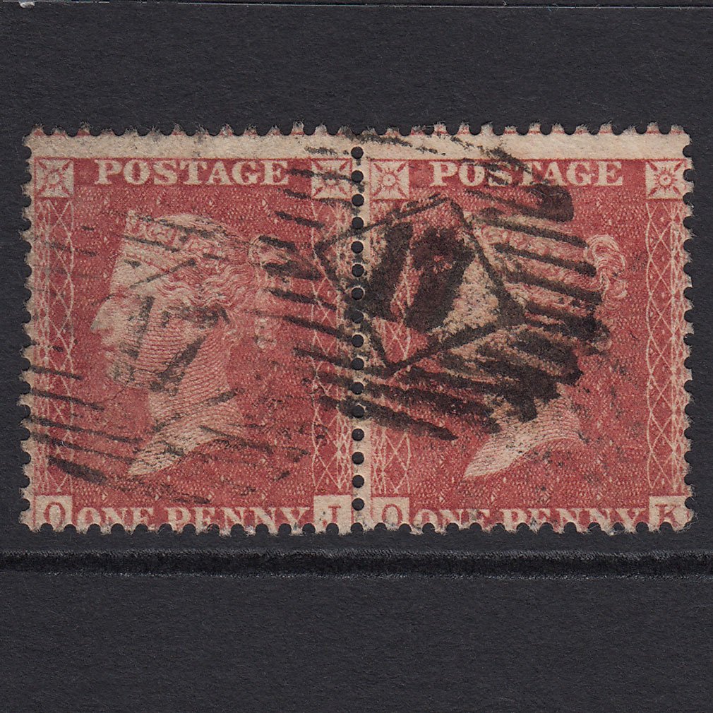 GB QV 1857 1d Rose-red (Plate 61) SG40-C10(1) OJ-OK GU Pair London IS 17