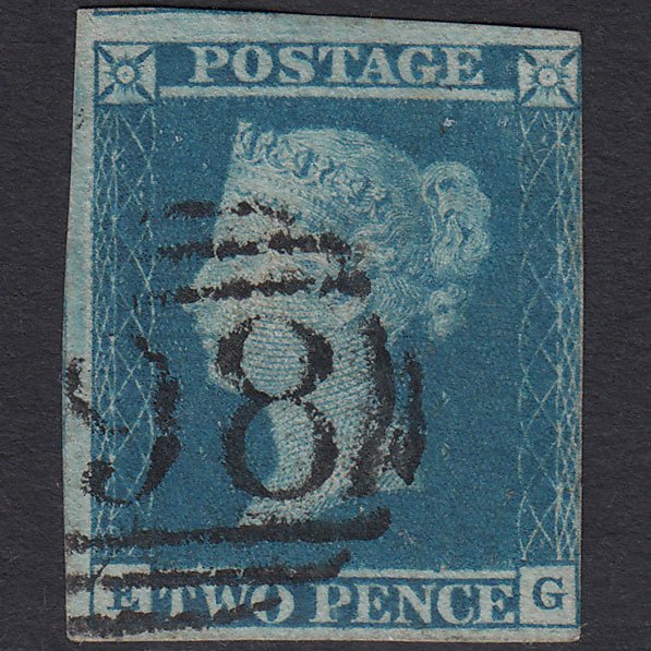 GB QV 1841 2d Blue (Plate 3) SG14-E1(2) Ivory Head EG GU 4 Margins