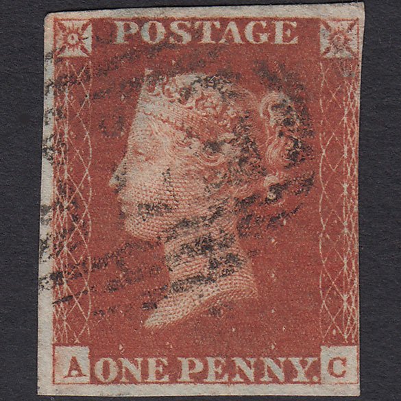 GB QV 1841 1d Red-brown (Plate 65) SG8-B1(1) AC FU nr 4 Margins Norwich 575