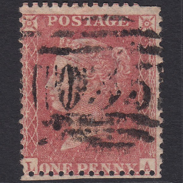 GB QV 1857 1d Pale Rose (Plate 36) SG39-C10(3) LA GU Oldbury 035