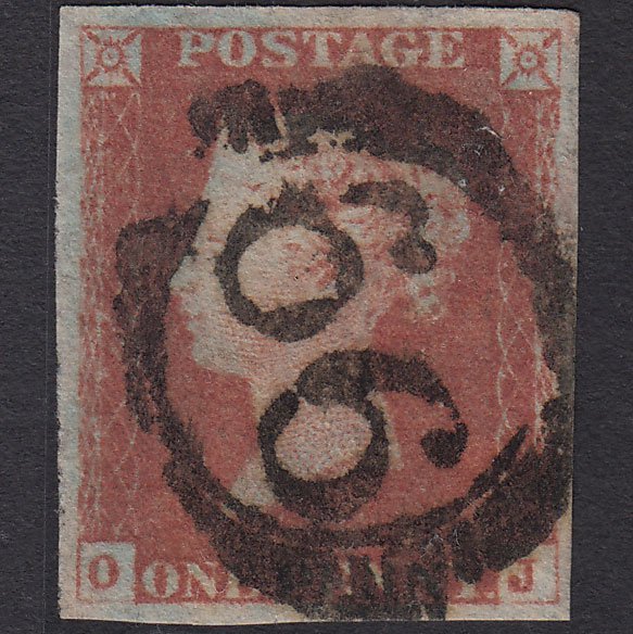 GB QV 1841 1d Red-brown (Plate 69) SG8-B1(1) OJ FU 4 Margins London D&S 66