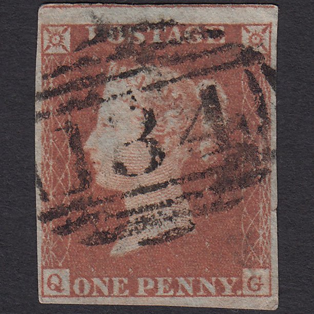 GB QV 1841 1d Red-brown (Plate 94) SG8-B1(1) QG GU 4 Margins Bristol 134