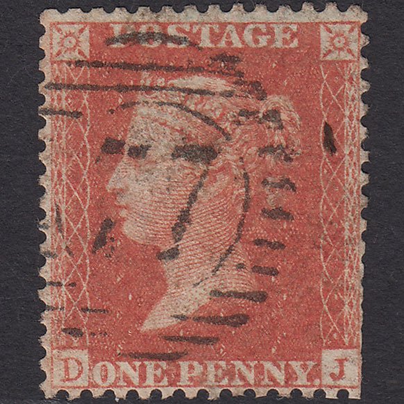 GB QV 1857 1d Red-Orange Transitional (Plate 44) SGC9(2) DJ GU London D&S 77