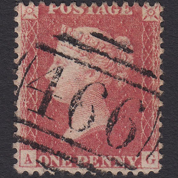 GB QV 1857 1d (Plate 43) SG40-C10(1) AG FU Missing Imprimatur Liverpool 466