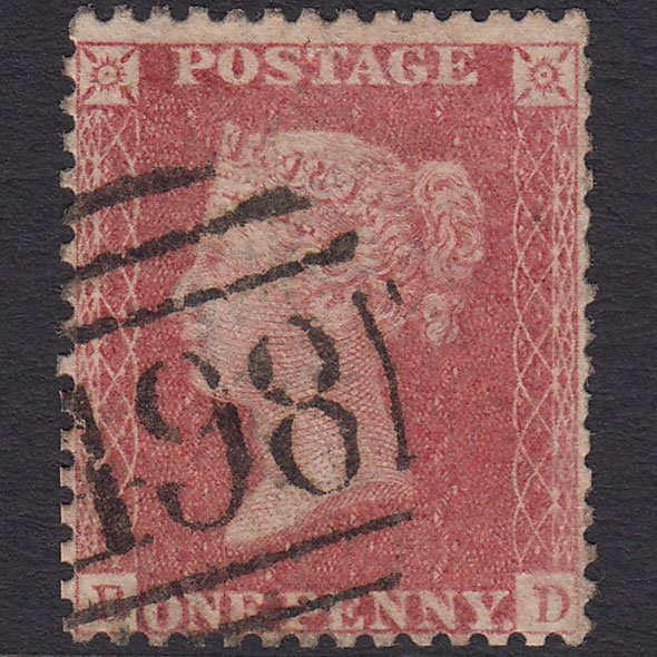 GB QV 1857 1d Rose-red (Plate 41) SG40-C10(1) BD GU Manchester 498