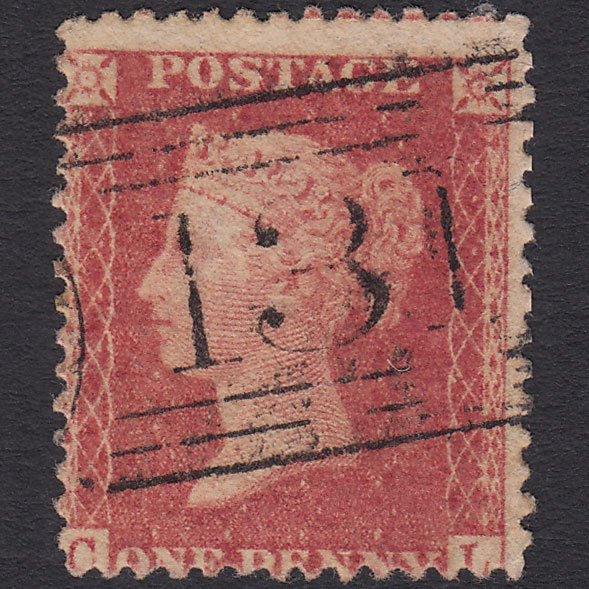 GB QV 1857 1d Rose-red (Plate 55) SG40-C10(1) CL FU Edinburgh 131