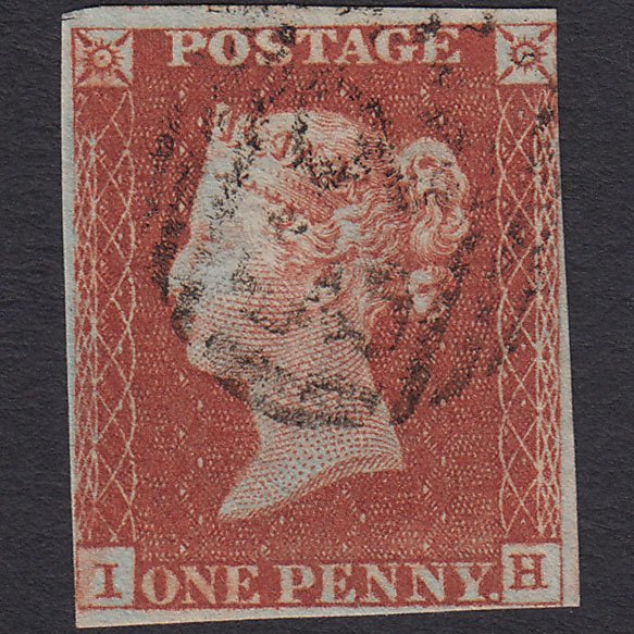 GB QV 1841 1d Red-brown (Plate 52) SG8-B1(1) GUideline IH GU nr 4 Margins