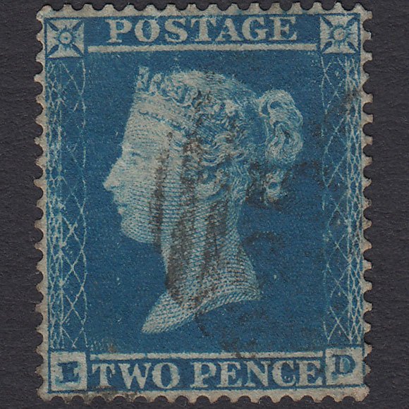 GB QV 1854 2d Pale Blue (Plate 4) SG20-F1(2) ED FU Light Cancel Perfect Centring