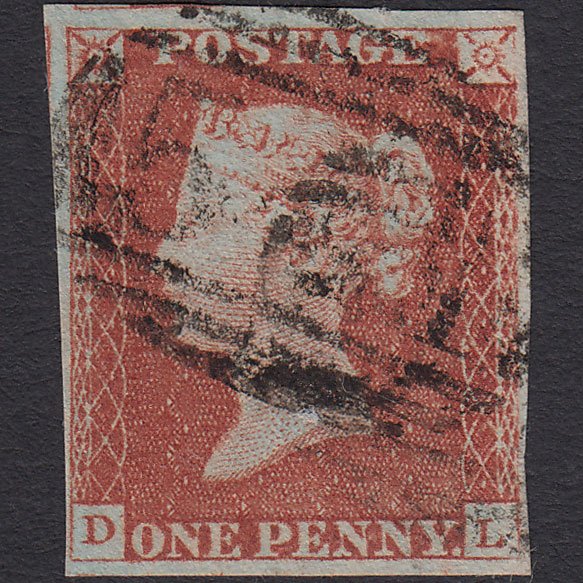 GB QV 1841 1d Red-brown (Plate 52) SG8-B1(1) DL FU 4 Margins