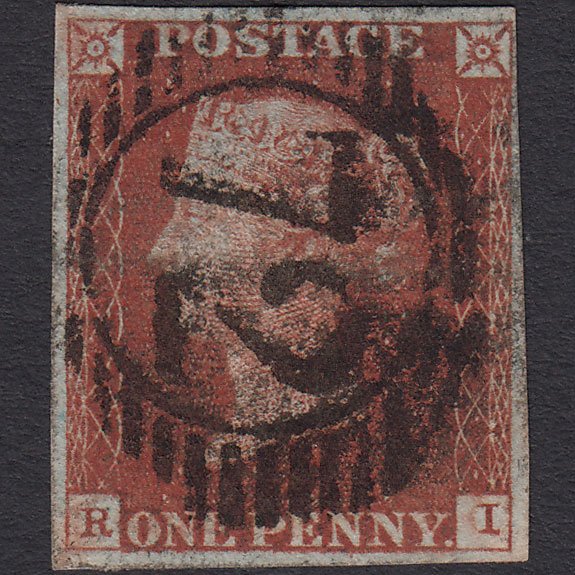 GB QV 1841 1d Red-brown (Plate 54) SG8-B1(1) RI GU 4 Margins London D&S 72