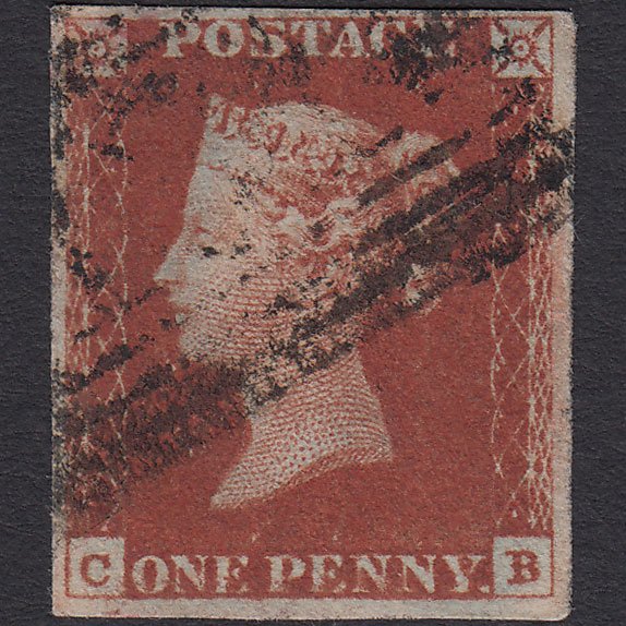 GB QV 1841 1d Deep Red-brown (Plate 53) SG10-B1(4) CB FU 4 Margins Scotland
