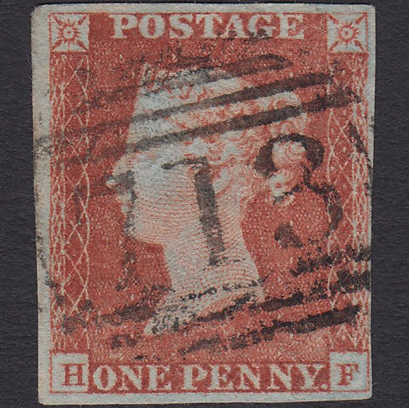 GB QV 1841 1d Red-brown (Plate 54) SG8-B1(1) HF FU 4M Sittingbourne 713