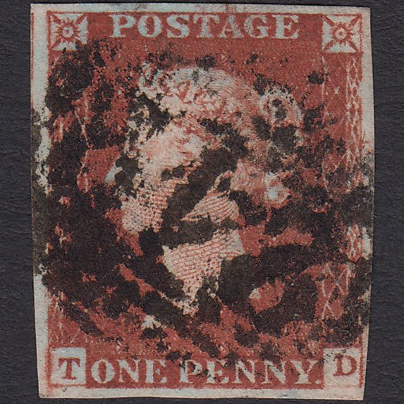 GB QV 1841 1d Red-brown (Plate 58) SG8-B1(1) TD FU 4 Margins Derby 242