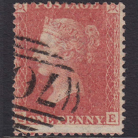 GB QV 1857 1d Rose Transitional (Plate 37) SGC9A(2) QB FU Misperf