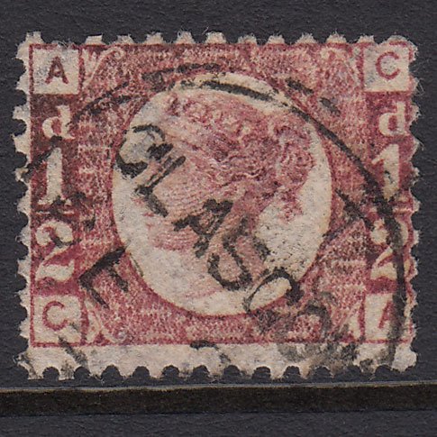 GB QV 1870 1/2d Rose-red (Plate 4) SG48-G4 CA GU Glasgow CDS Cancel