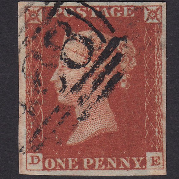GB QV 1841 1d Deep Red-Brown Plate 56 SG10-B1(4) DE FU 4 Good Margins