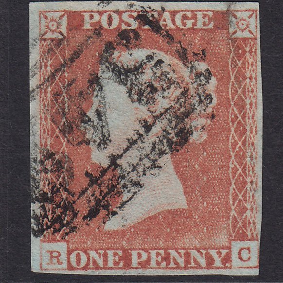 GB QV 1841 1d Pale Red-Brown Plate 77 SG9-B1(3) RC GU Nr 4 Margins