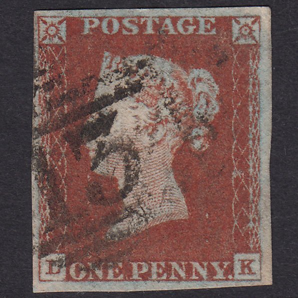 GB QV 1841 1d Red-Brown Plate 48 SG8-B1(1) LK FU 4 Margins Ashbourne 13