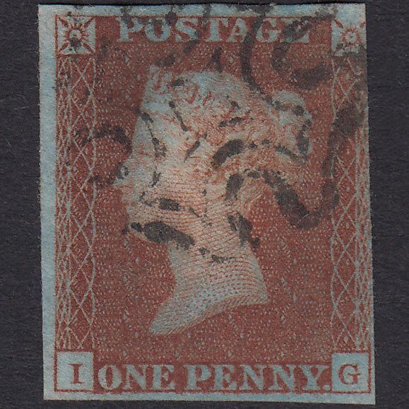 GB QV 1841 1d Very Blued Plate 16 SG8A-B1(2) IG FU 3 Margins MX