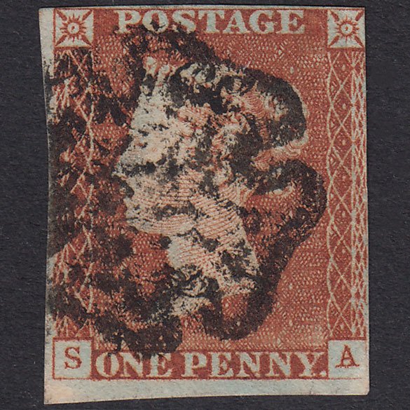 GB QV 1841 1d Red-Brown Plate 21 SG8-B1(1) SA GU 3 Margins Maltese Cross