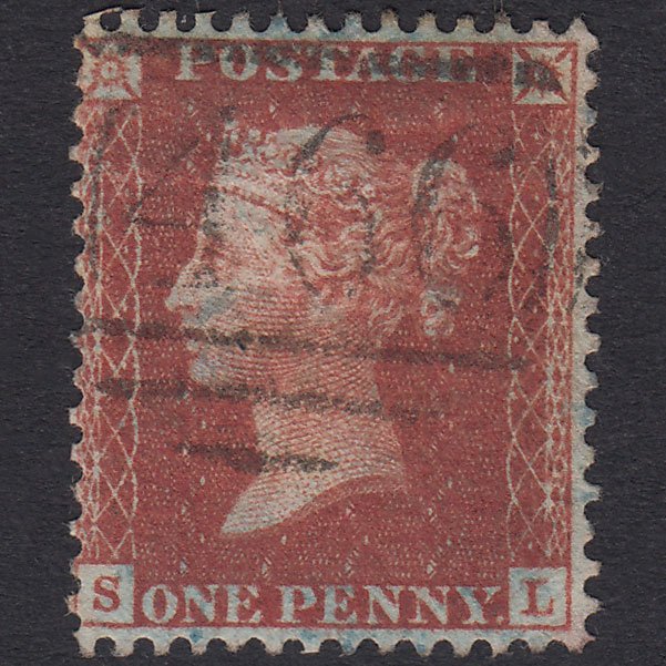 GB QV 1856 1d Red-Brown Plate 27 SG29-C8(1) SL FU Liverpool 466