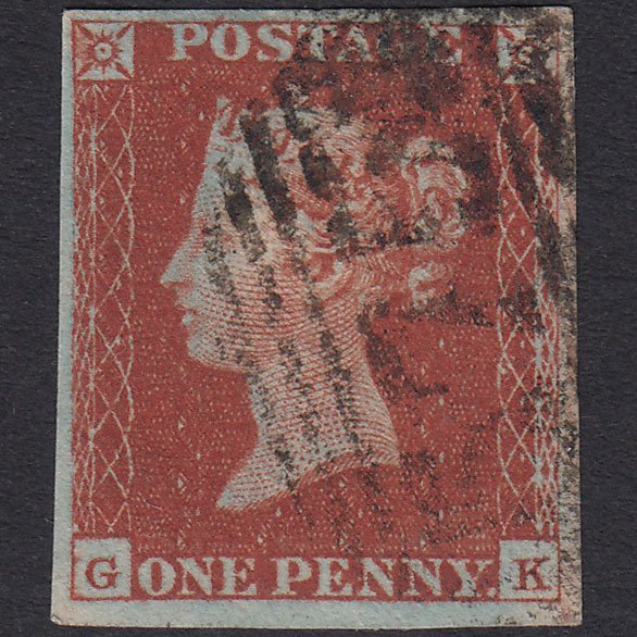 GB QV 1841 1d Plate 53 SG8-B1(1) GK GU 4 Good Margins Norwich 575 Pinhole