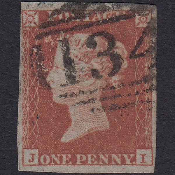 GB QV 1841 1d Red-Brown Plate 122 SG8-B1(1) JI GU 4 Margins Bristol 134