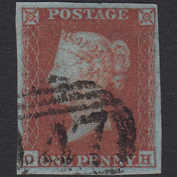 GB QV 1841 1d Red-Brown Plate 105 SG8-B1(1) OH FU 4 Good Margins