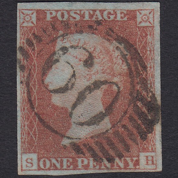 GB QV 1841 1d Red-Brown Plate 77 SG8-B1(1) SH FU 4 Margins London D&S 60