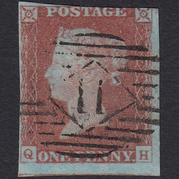 GB QV 1841 1d Very Blued Plate 68 SG8A-B1(2) QH GU 3 Margins London IS 11