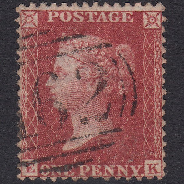 GB QV 1857 1d Rose-Red Plate 52 SG40-C10(1) EK FU Cardiff 162 Well Centred